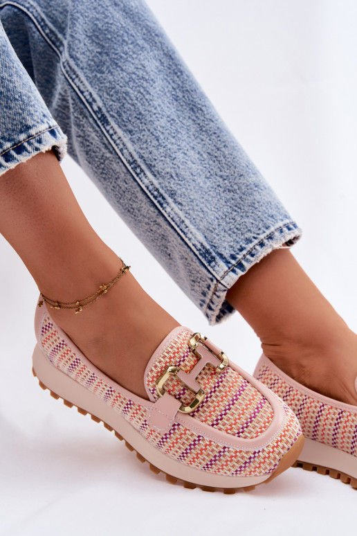 Pink slip-on sneakers with golden details GOE TT2N4081