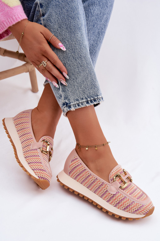 Pink slip-on sneakers with golden details GOE TT2N4081