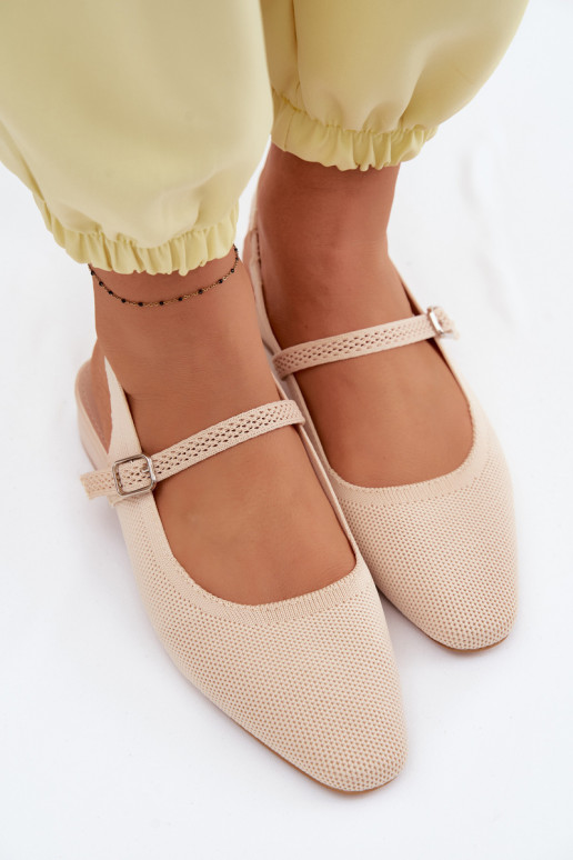 Ivory women's ballerina sandals with straps Selrene