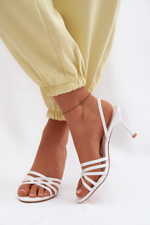 White sandals with thin heel and straps Velivelle