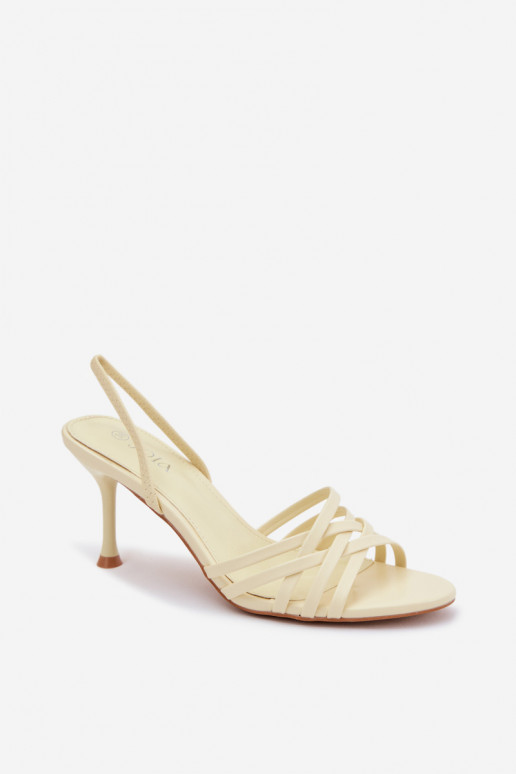 Women's High Heel Sandals With Straps Yellow Velivelle