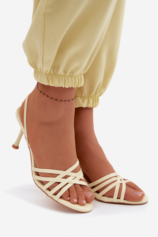 Women's High Heel Sandals With Straps Yellow Velivelle