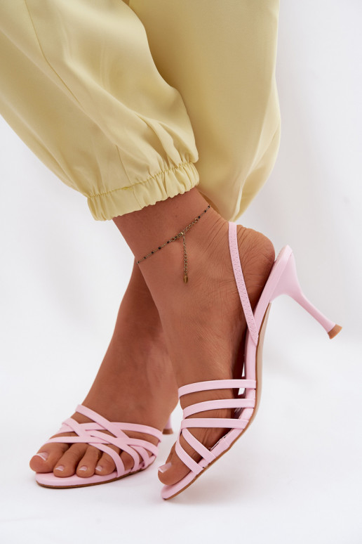 Women's High Heel Sandals With Straps Pink Velivelle