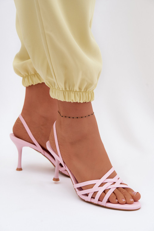 Women's High Heel Sandals With Straps Pink Velivelle