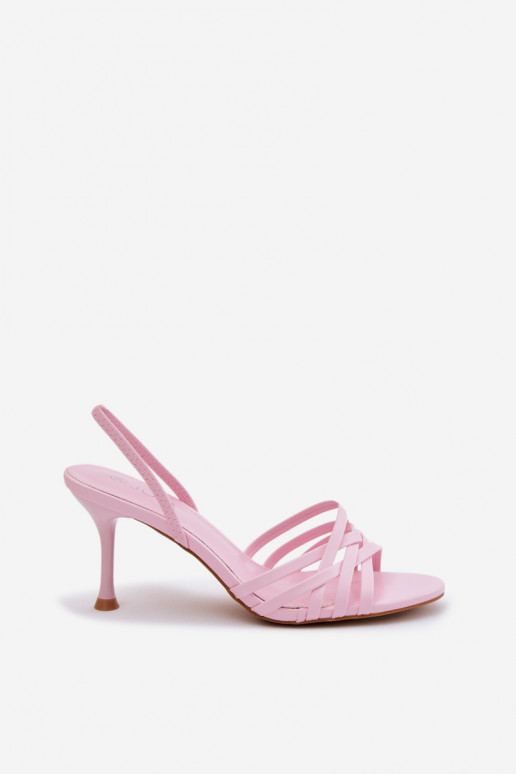Pink sandals with thin heel and straps Velivelle