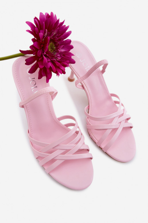 Sandały Damskie Na SzpilcewithPaskami Różowe Velivelle