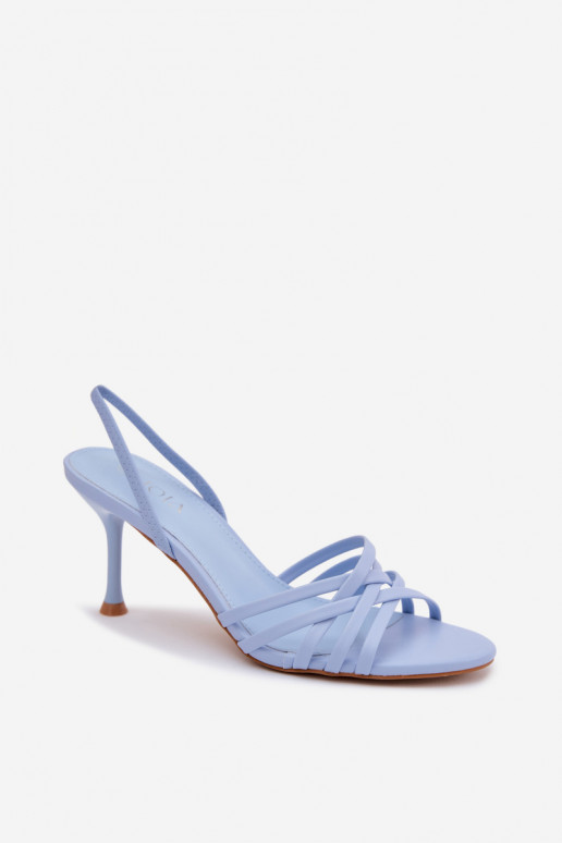 Blue sandals with thin heel and straps Velivelle