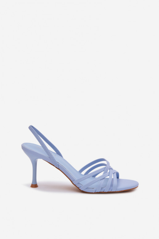 Blue sandals with thin heel and straps Velivelle