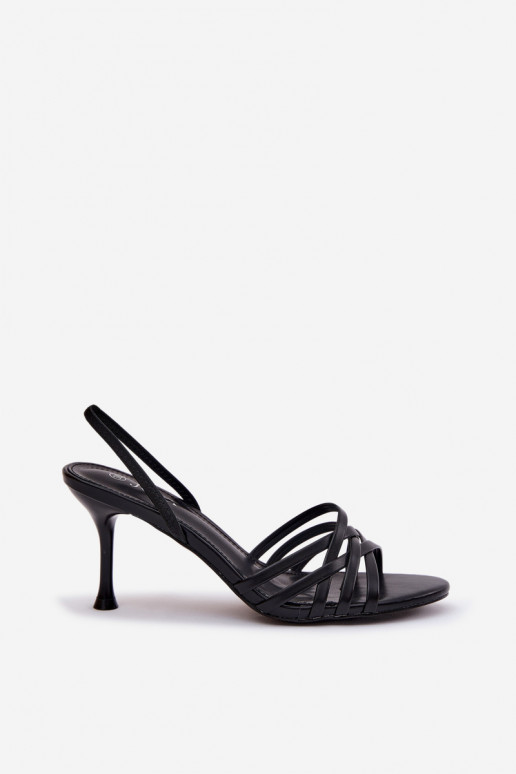 Women's High Heel Sandals With Straps Black Velivelle