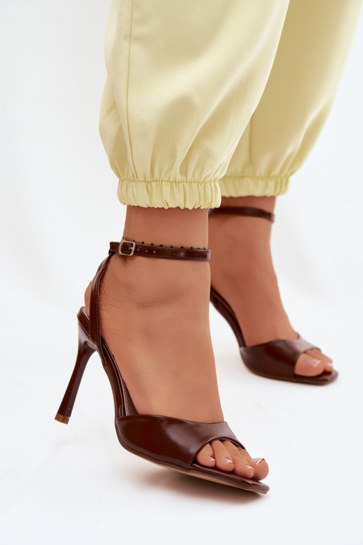 Sandały Damskie Na SzpilcewithImitacji Skóry Brązowe Olissey