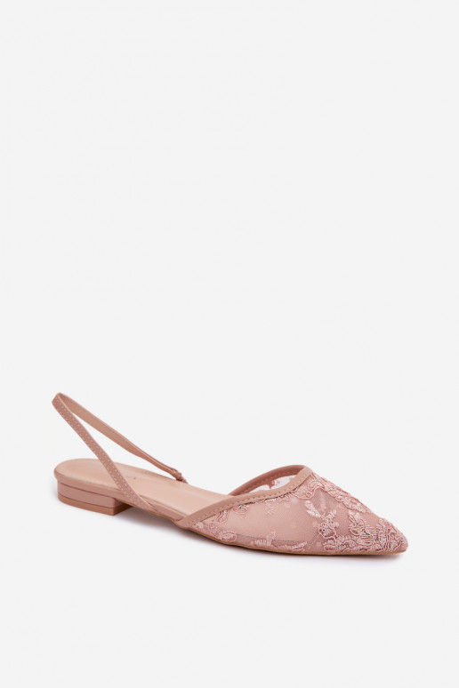 Siateczkowe SandaływithKoronką Na Płaskim Obcasie Brudny Róż Selissey