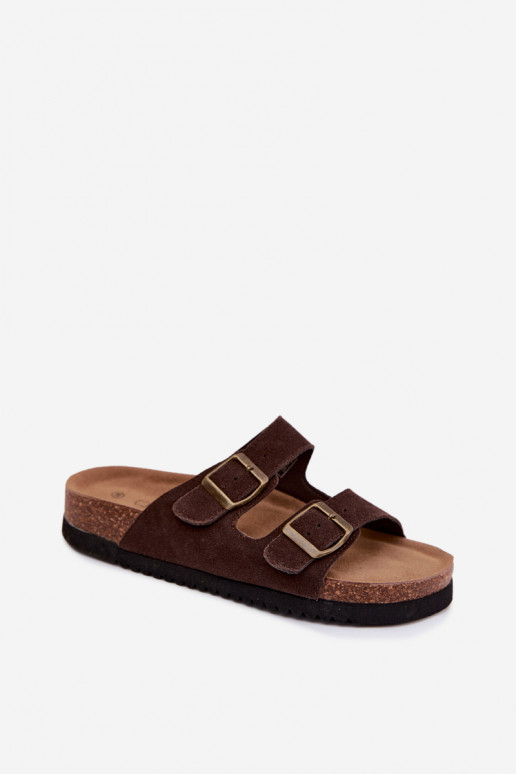 Sandala leather suede brown with buckles Rosaliae