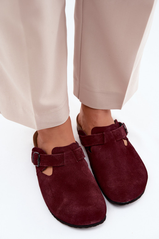 Leather Suede Mules with Buckle Zazoo 1905 Dark Purple