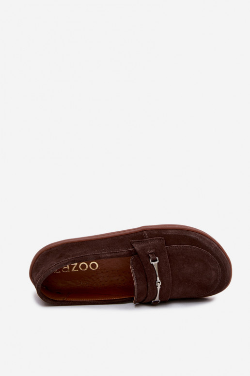 Suede barefoot moccasins Zazoo 322, chocolate color
