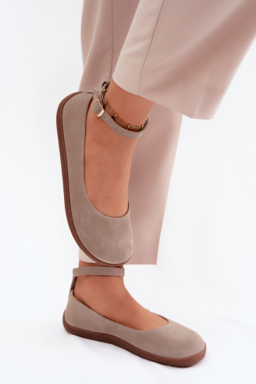 Suede barefoot ballerinas Zazoo 020, cappuccino color