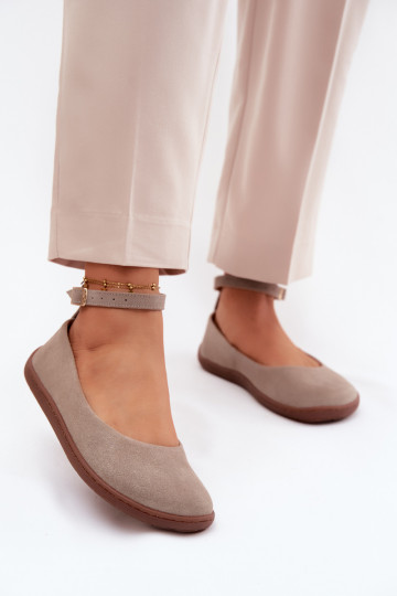 Suede barefoot ballerinas Zazoo 020, cappuccino color 2