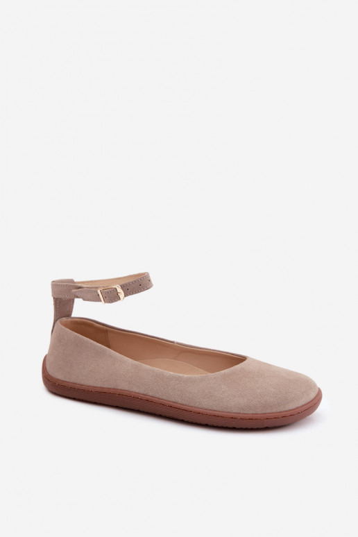 Suede barefoot ballerinas Zazoo 020, cappuccino color