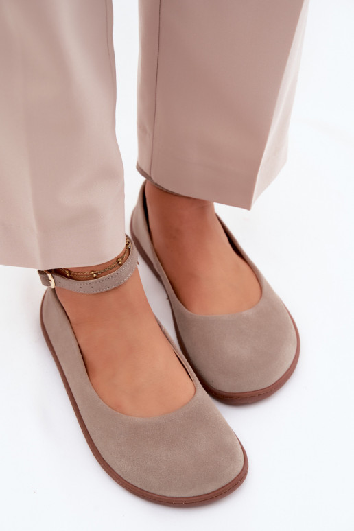 Barefoot ballerinas suede cappuccino color Zazoo 020