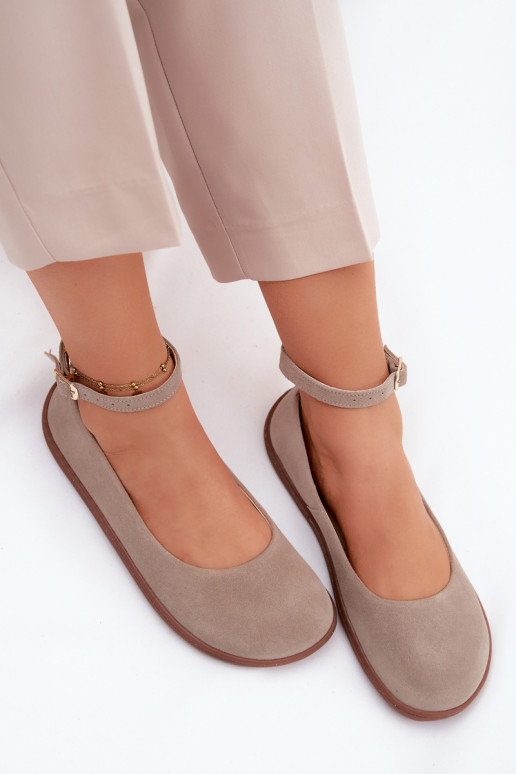 Suede barefoot ballerinas Zazoo 020, cappuccino color