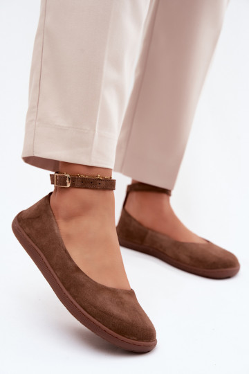 Suede barefoot ballerinas Zazoo 020, brown color