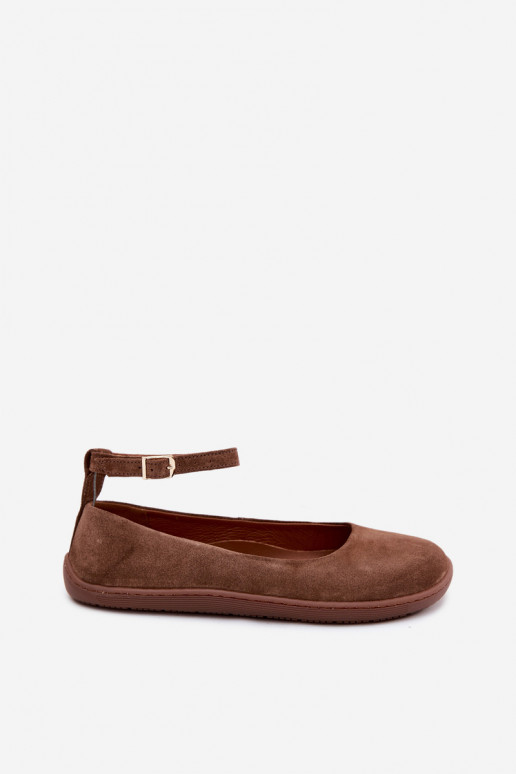 Zamszowe barefoot baleriny Zazoo 020, w kolorze brązowym