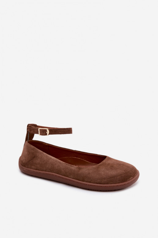 Barefoot ballerinas suede brown color Zazoo 020