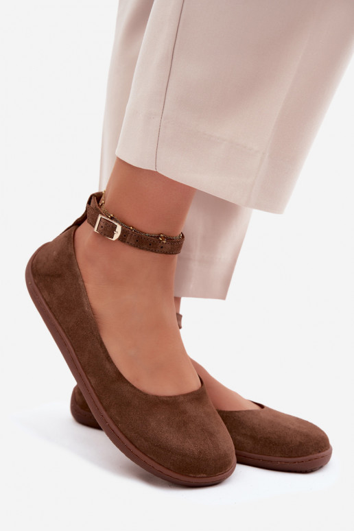 Barefoot ballerinas suede brown color Zazoo 020