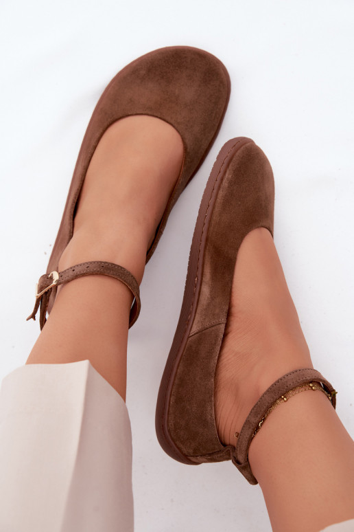 Barefoot ballerinas suede brown color Zazoo 020