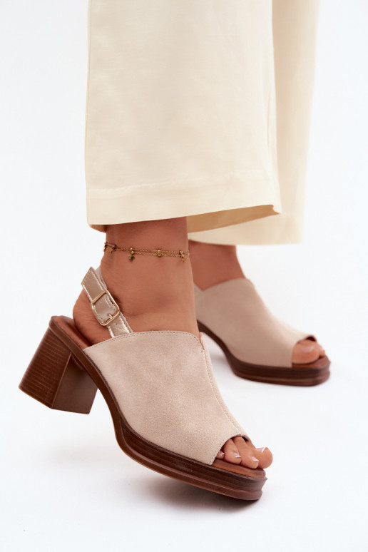 Sand leather elegant high heels Vinceza 39995