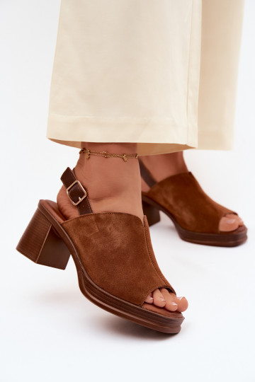 Brown leather elegant high heels Vinceza 39995 2