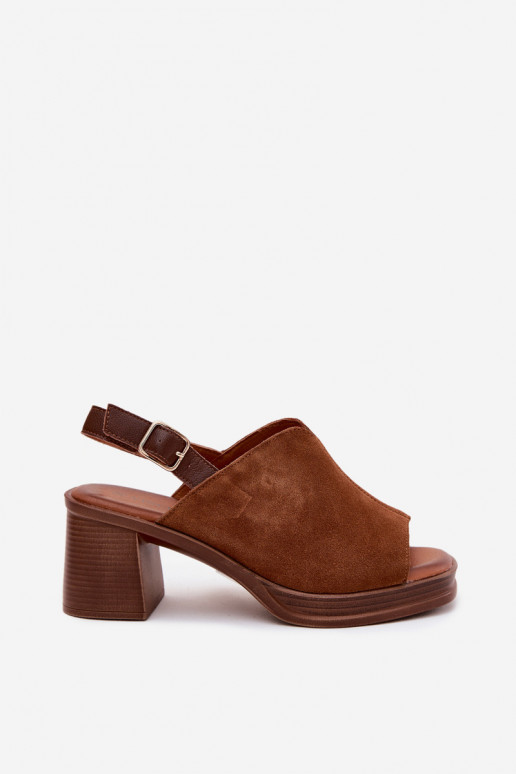 Leather Suede High Heel Platform Sandals Vinceza 39995 Camel