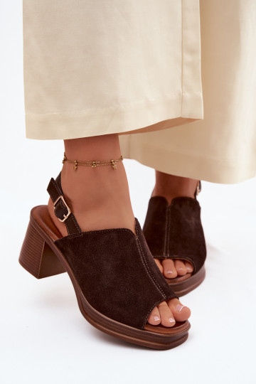 Leather Suede High Heel Sandals Vinceza 39995 Chocolate
