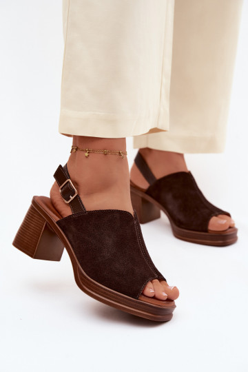 Leather Suede High Heel Sandals Vinceza 39995 Chocolate 2