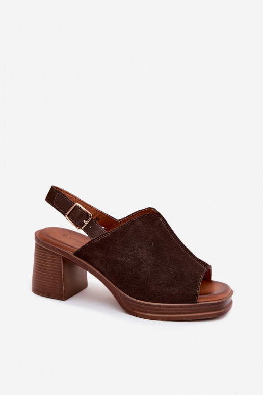 Leather Suede High Heel Sandals Vinceza 39995 Chocolate