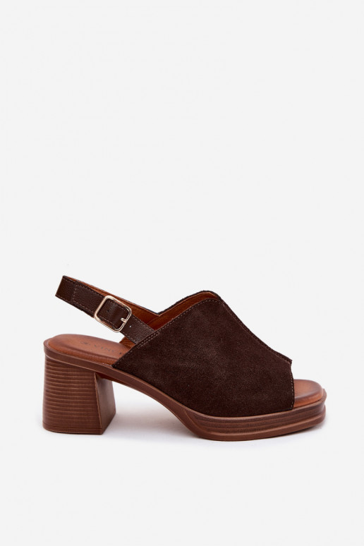 Leather Suede High Heel Sandals Vinceza 39995 Chocolate