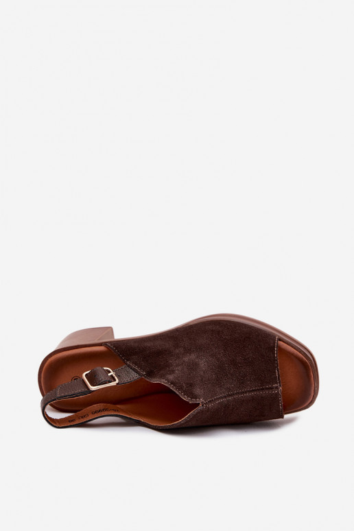 Ciemnobrązowe eleganckie szpilki skórzane Vinceza 39995