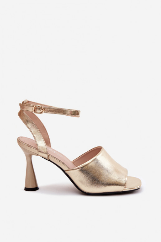 Golden women's heeled sandals Vinceza 62297