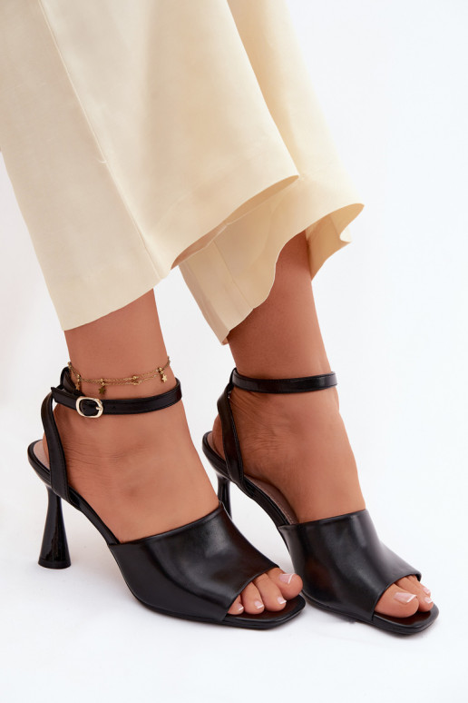 Sandały Damskie Na Obcasie Vinceza 62297 Czarne