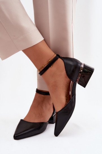 Black shoes with heel and strap Vinceza 62278 2