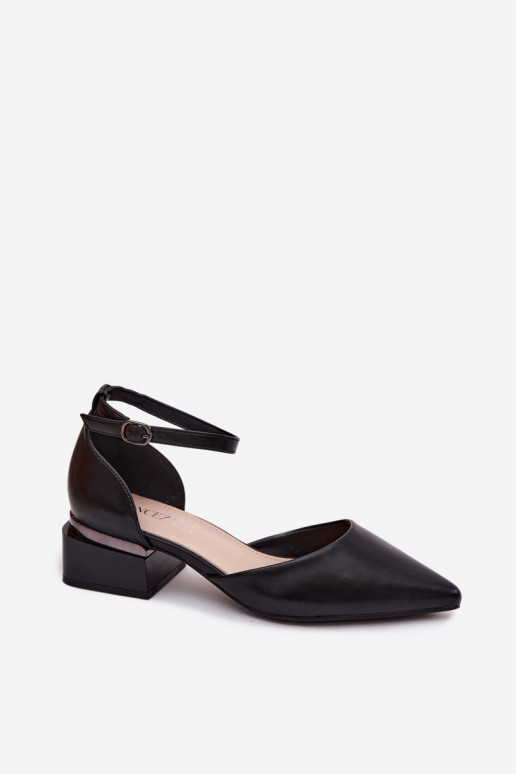 Czółenka Na KlockuwithPaskiem Vinceza 62278 Czarne