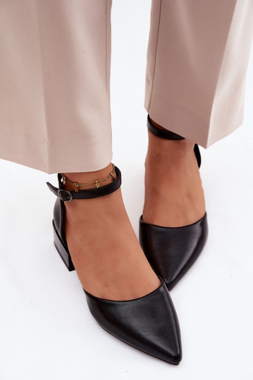 Vinceza Block Heel Shoes with Strap 62278 Black