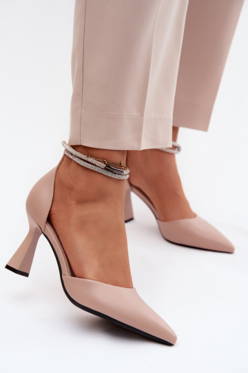 Vinceza 62283 Beige High Heels with Shiny Strap 2