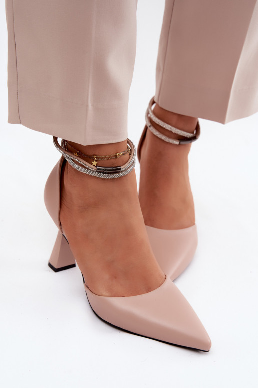 Vinceza 62283 Beige High Heels with Shiny Strap