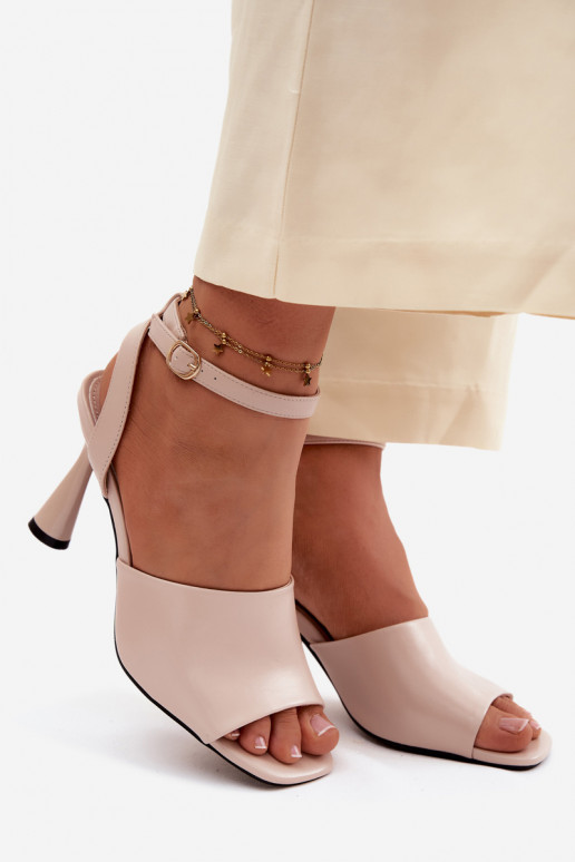Beżowe damskie sandały z małymi obcasami Vinceza 62297