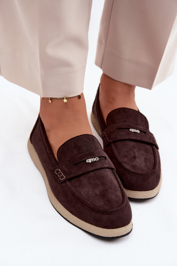 Women's Suede-Look Loafers Vinceza 62273 Chocolate