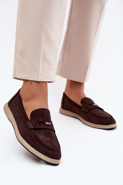 Women's Suede-Look Loafers Vinceza 62273 Chocolate