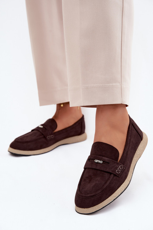 Women's Suede-Look Loafers Vinceza 62273 Chocolate