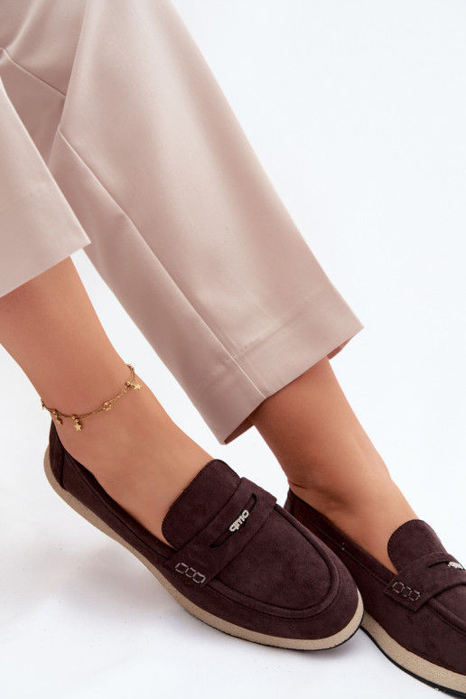 Women's Suede-Look Loafers Vinceza 62273 Chocolate