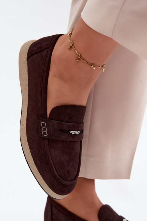 Women's Suede-Look Loafers Vinceza 62273 Chocolate