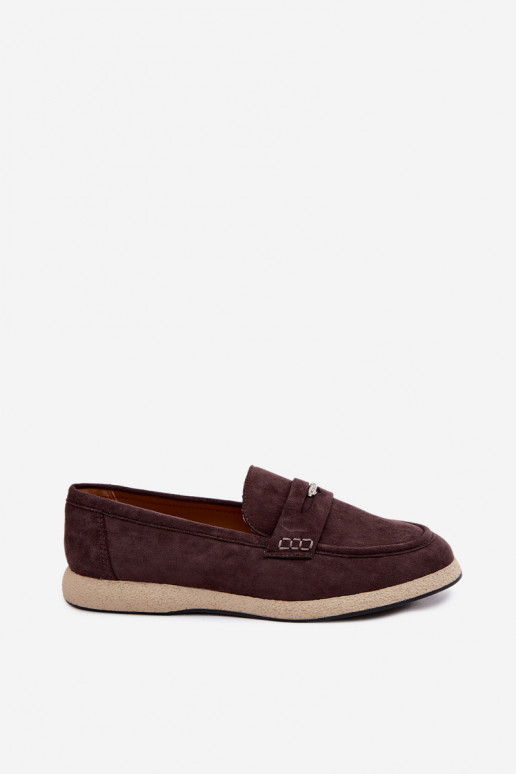 Women's Suede-Look Loafers Vinceza 62273 Chocolate
